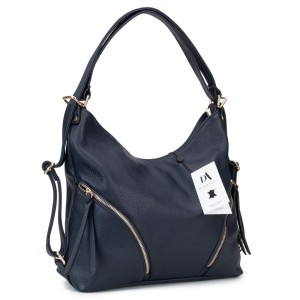 Geanta dama tip rucsac din piele naturala DiAmanti Faustina Bleumarin Inchis